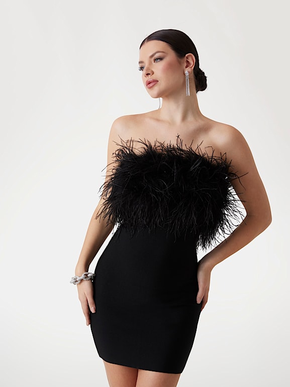 MARCIANO by GUESS Vestido corto con plumas Marciano