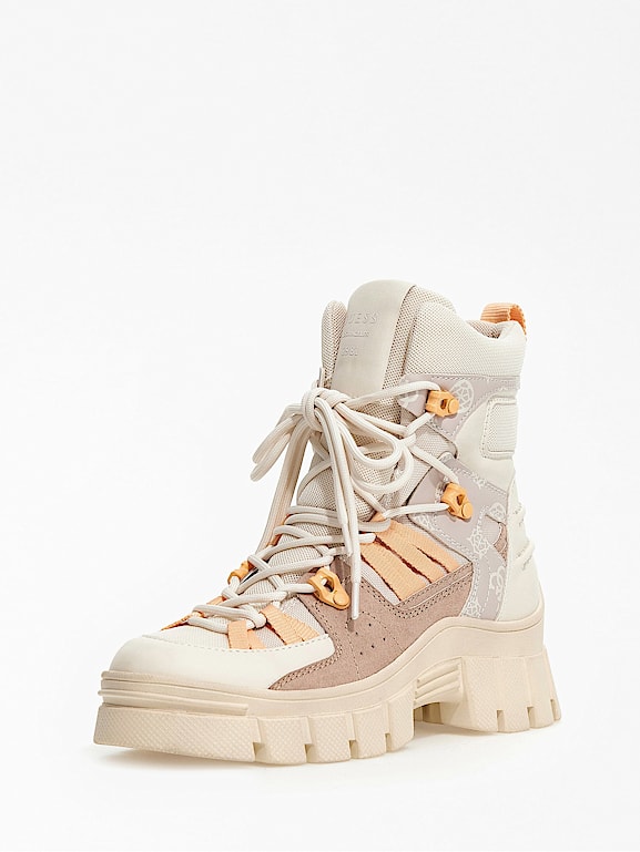 guess women's haler lace up combat booties