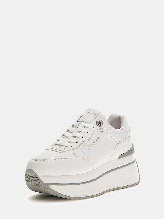 Guess white platform sneakers store