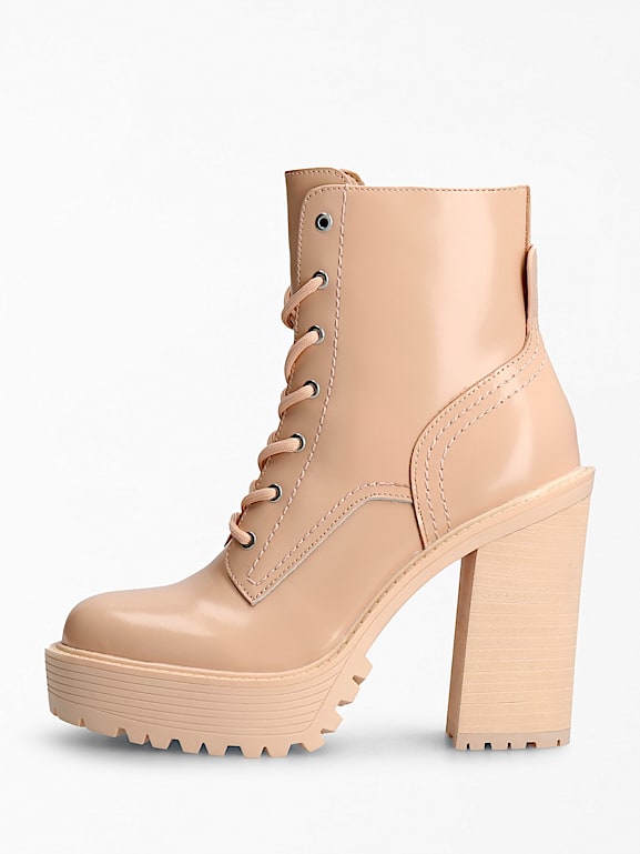 Stacked heel on sale combat boots
