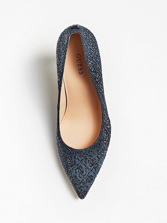GUESS PIERA RHINESTONE DENIM COURT SHOE