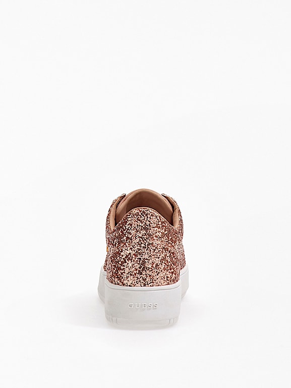 Rose gold guess sneakers 2025