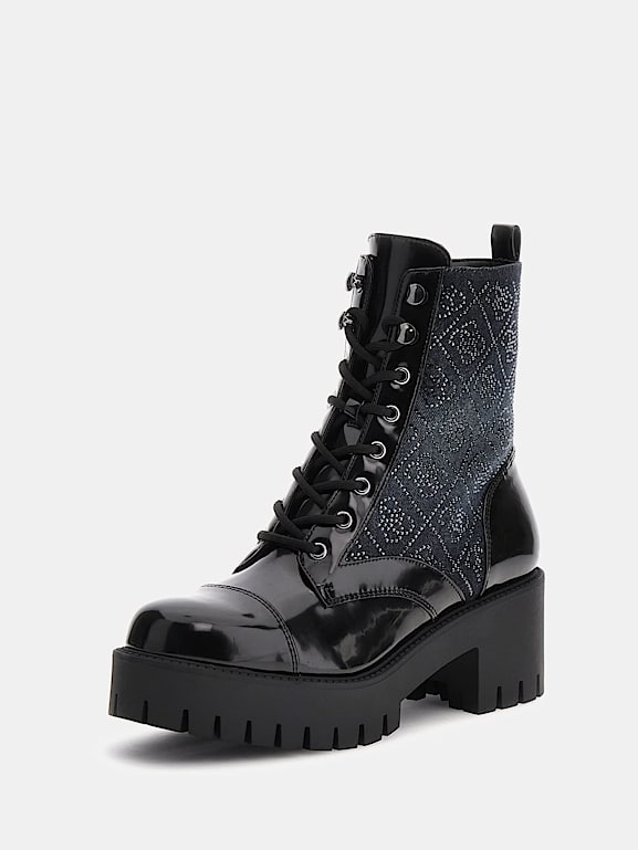 GUESS Bota militar Waite logotipo 4G Mujer