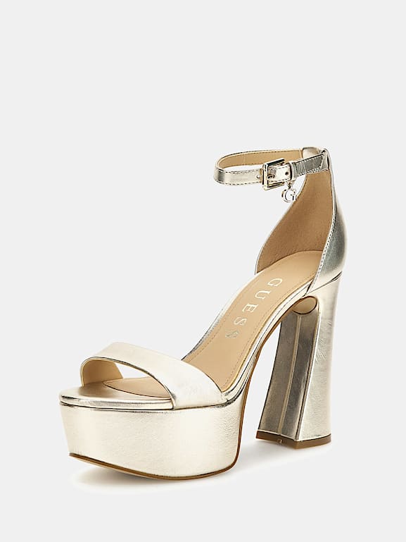 GUESS Idas foiled leather sandals Women