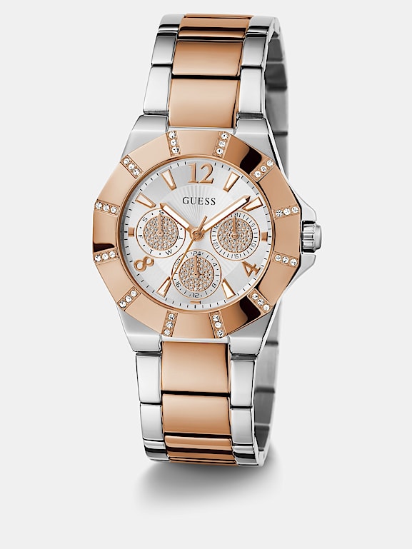 Guess rose gold discount watch with crystals