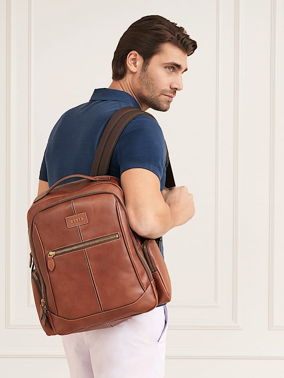 GUESS Lario real leather backpack Men