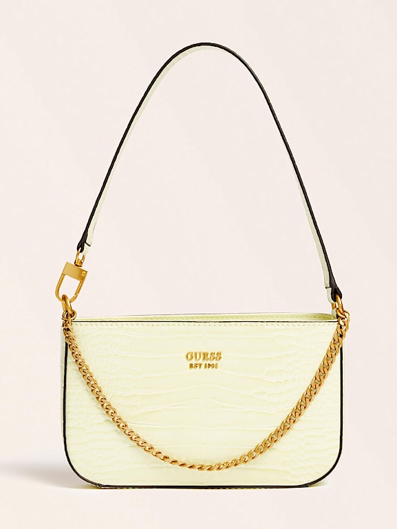 GUESS KATEY CROC PRINT SHOULDER BAG