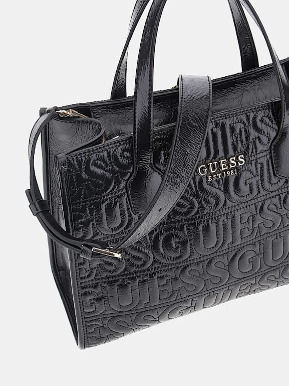 Guess black leather handbag on sale