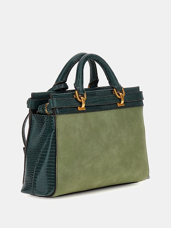 Tatiana mini logo and leather top satchel