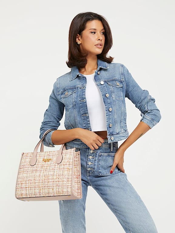 GUESS Bolso de mano Silvana de tweed Mujer