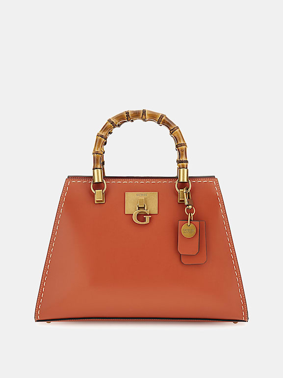 Bamboo handle clearance leather bag