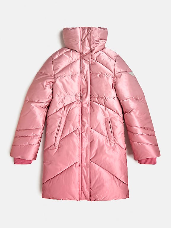 Guess pink puffer best sale jacket
