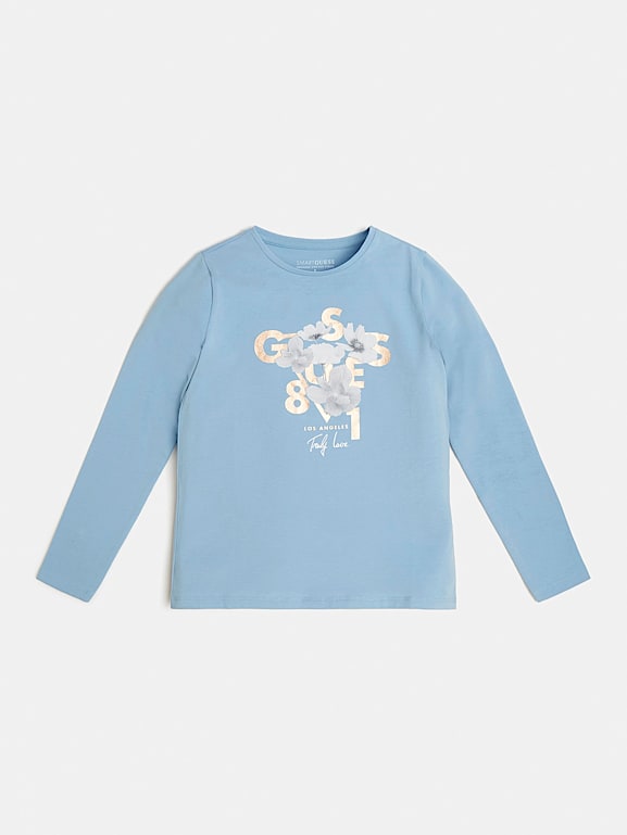 Baby blue guess shirt top