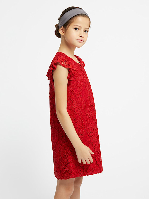 Guess lace fit and flare hot sale dress
