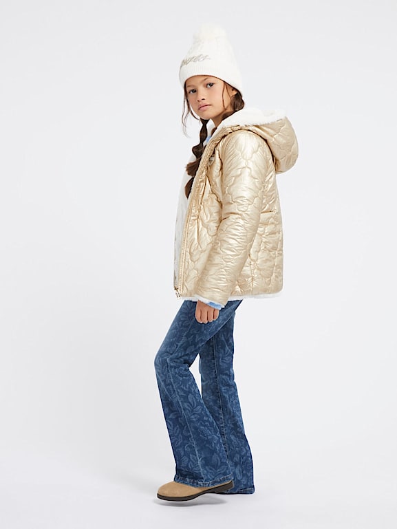 Guess reversible jacket with faux fur on sale
