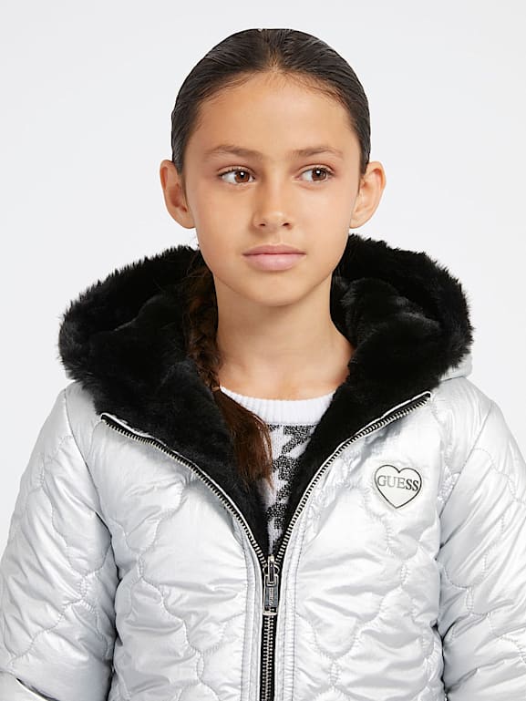 Guess reversible jacket with faux fur hotsell