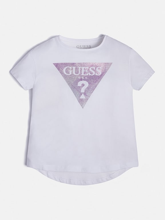 capa es bonito agrio Camiseta con triángulo logo frontal Niña | GUESS® kids Sitio Oficial