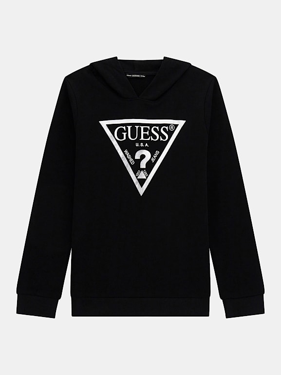 Guess triangle logo hoodie discount