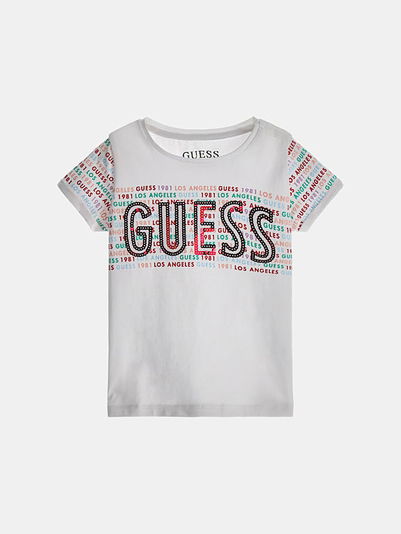 GUESS Kids T shirt con stampa logo all over Bambina