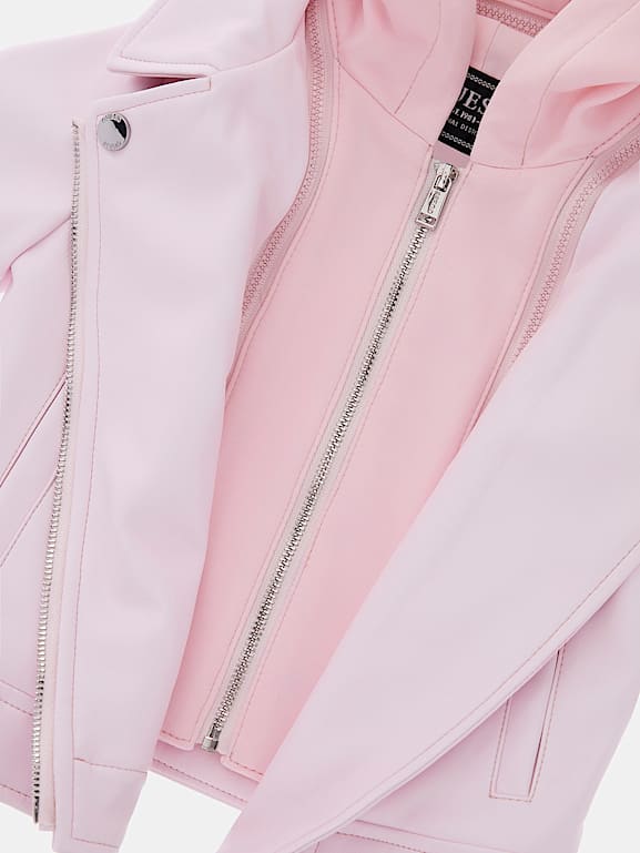 Guess pink faux deals leather jacket