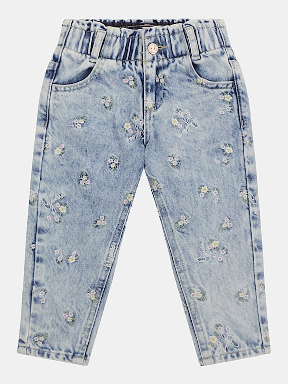 GUESS Kids All over logo denim pants Girls