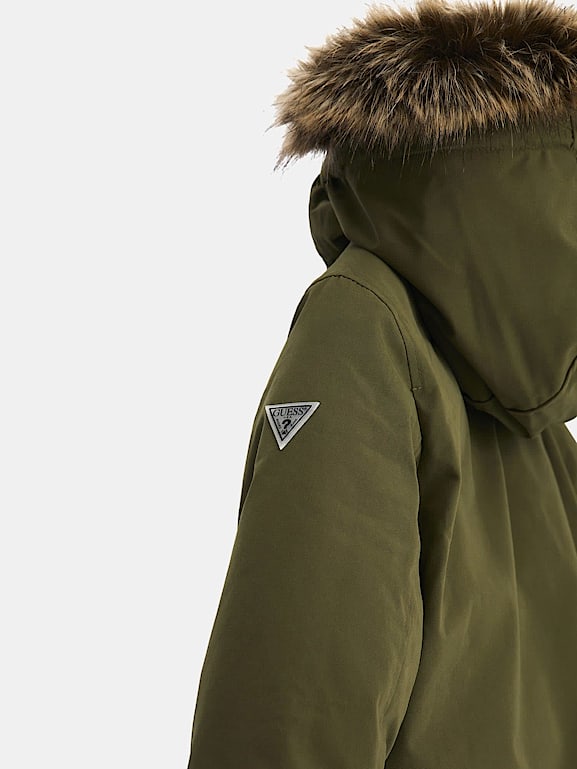 Guess fur hood coat online