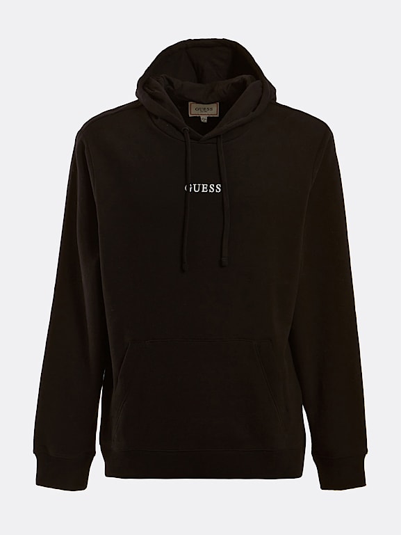 Guess logo repeat black hoodie top