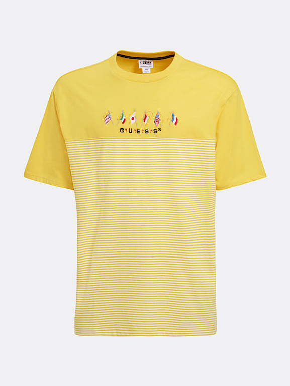 Guess striped yellow shirt discount