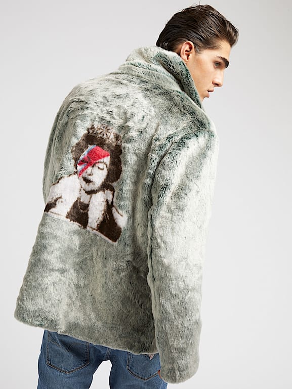 Mens guess faux fur coat clearance