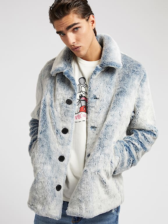 Guess faux fur jacket mens clearance