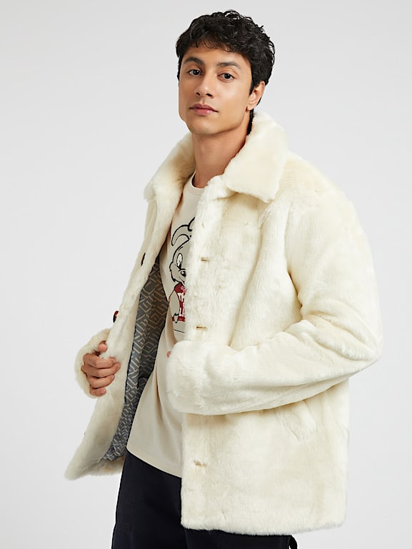 Guess faux fur jacket mens clearance
