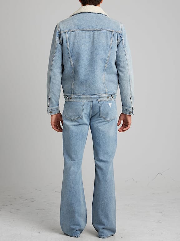 Light wash denim sherpa jacket shop