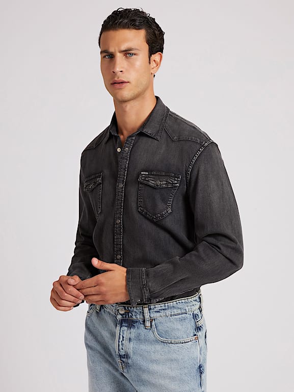 Guess slim fit cheap denim shirt