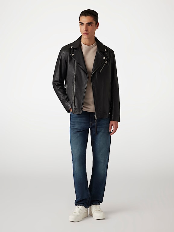 G by guess men's leather jacket deals