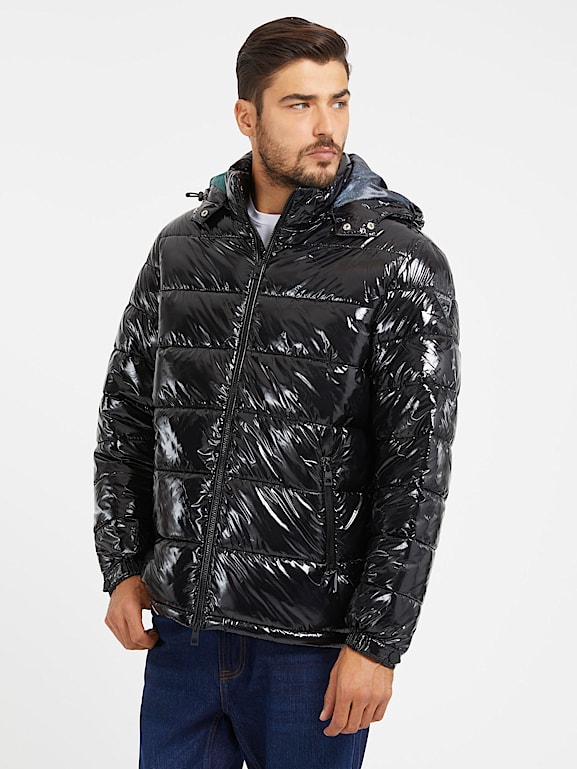 Guess shiny puffer jacket deals