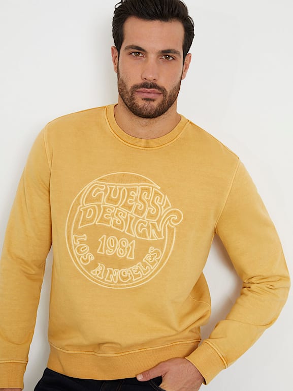Yellow guess sweatshirt hot sale