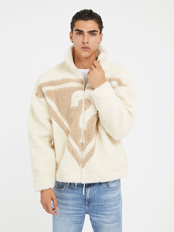 GUESS® Triangle logo sherpa sweatshirt Men