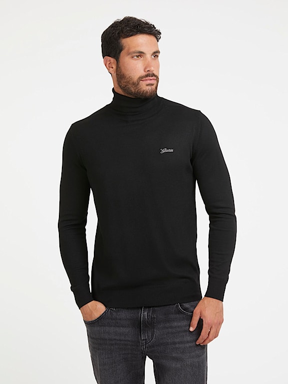 GUESS Jersey mezcla de seda cuello alto Hombre