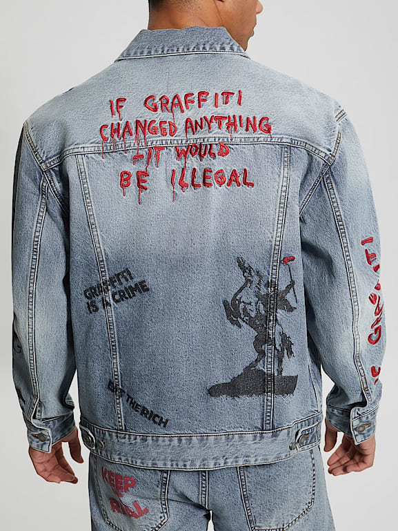 GUESS Giubbotto jeans stampa all over