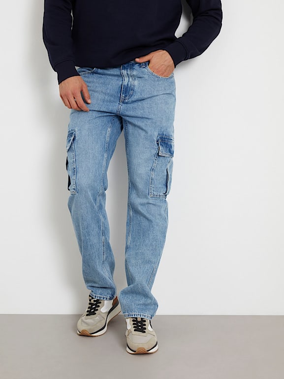 GUESS Mid rise cargo denim pant Men