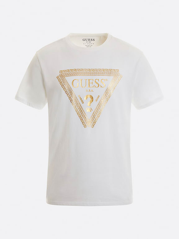 baños Ups alumno Camiseta logotipo triángulo metal Hombre | GUESS® Sitio Oficial