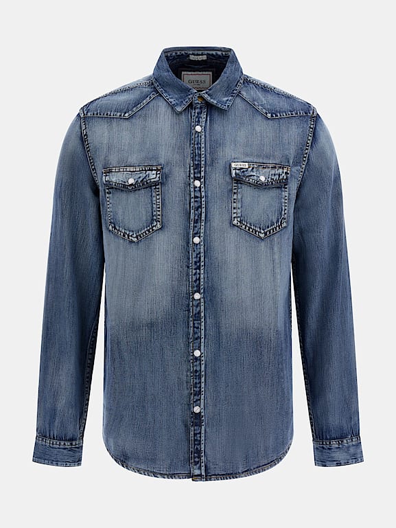 Guess slim fit denim shirt clearance
