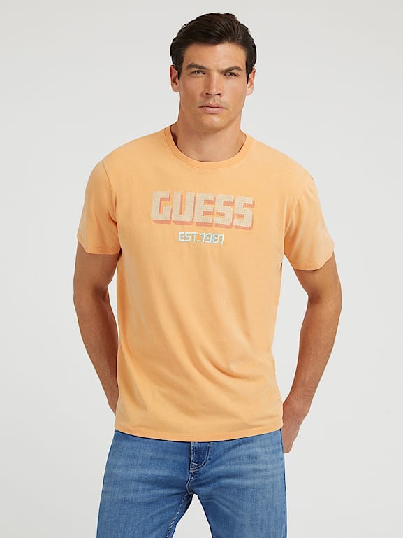 Guess orange t shirt best sale