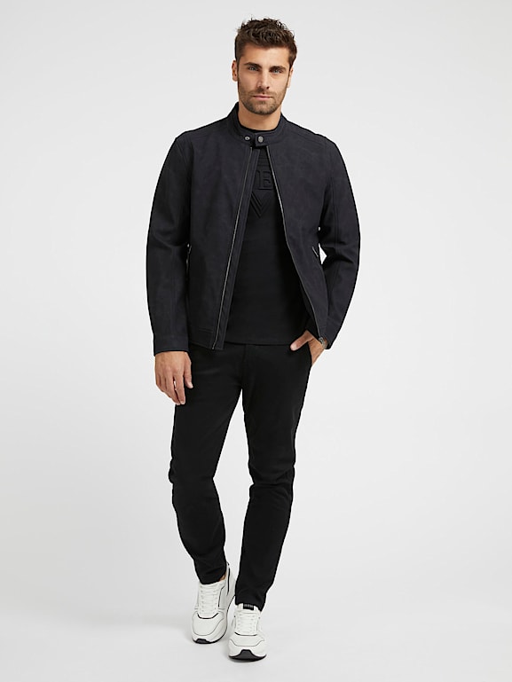GUESS Faux suede biker jacket Men