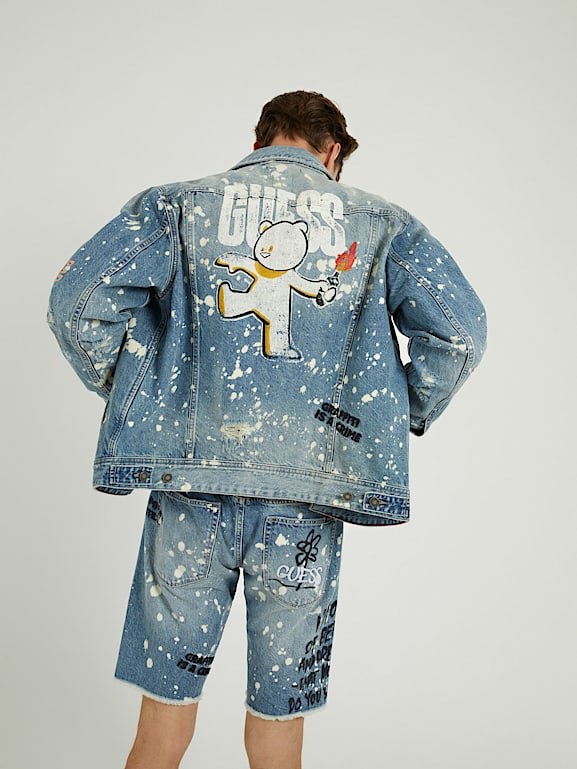 GUESS Graffiti print denim jacket