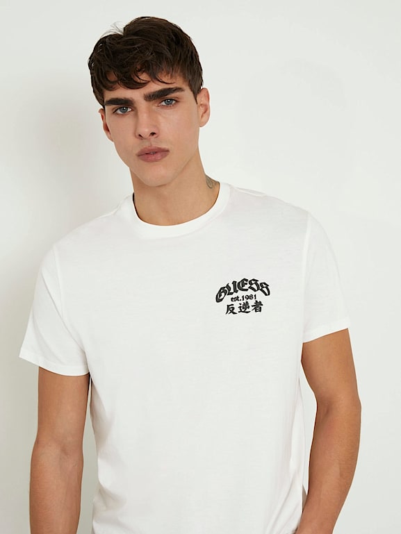 GUESS T shirt met print op voor en achterkant Heren