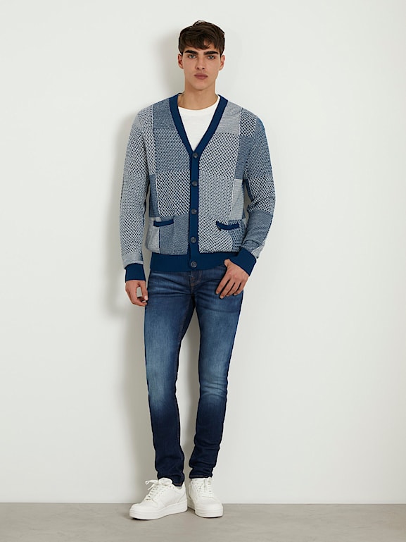 Mens patchwork cardigan on sale