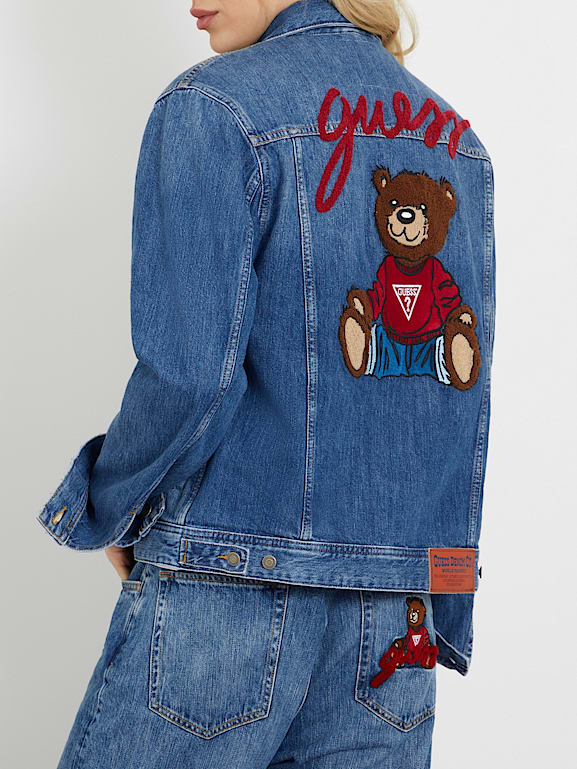 Gucci denim jacket 2025 with teddy bear