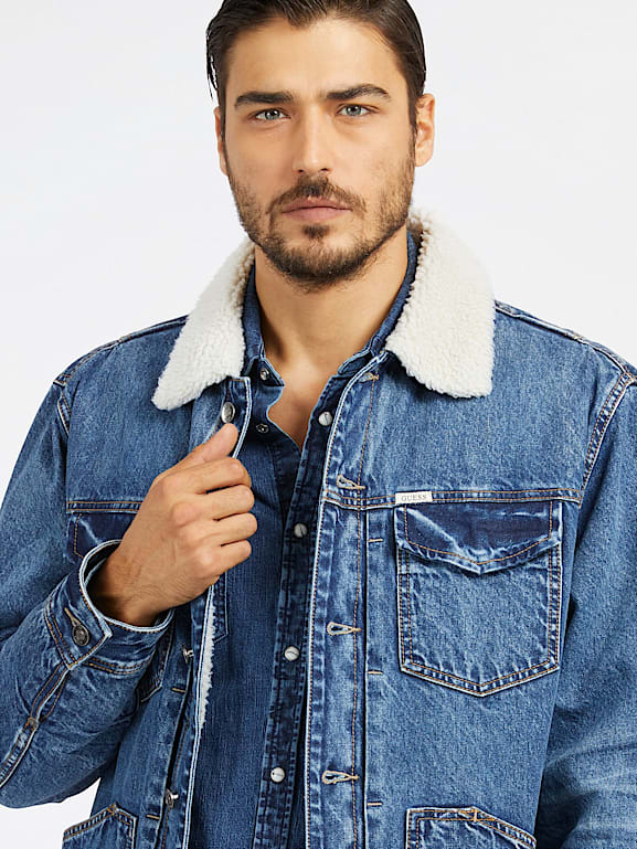 GUESS Sherpa collar denim jacket Men
