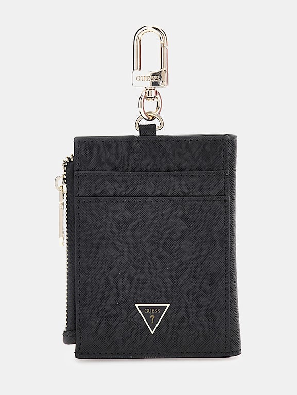 Saffiano leather card holder keyring